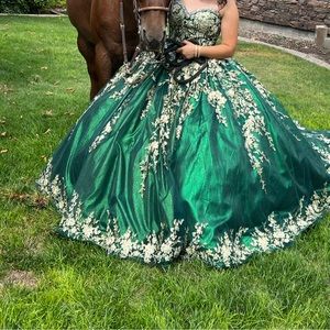 Moda 2000 quinceañera dress color green good conditions